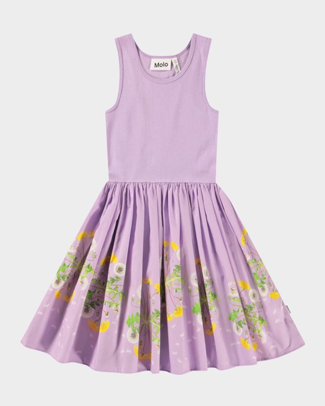 Girl's Cassandra Floral-Print Combo Dress, Size 3T-6